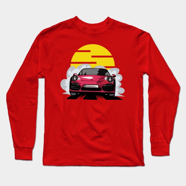 Red Porsche Long Sleeve T-Shirt by CoretanVector